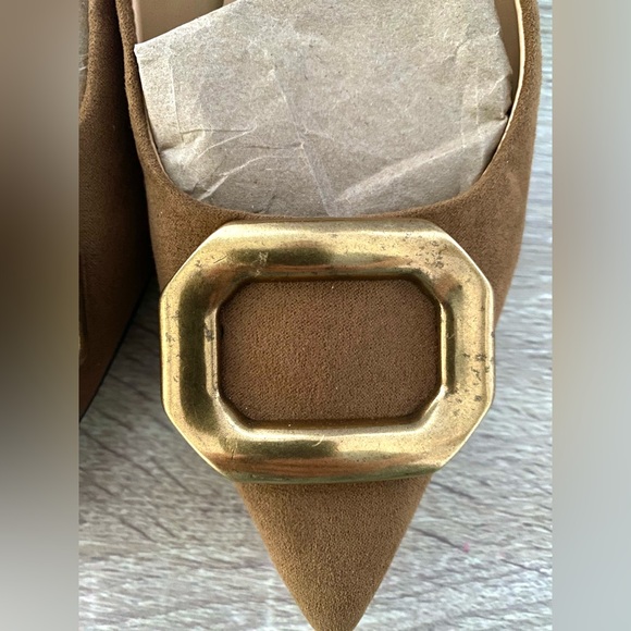 NWT Nine West Propper pointed toe kitten heel pump in cognac suede size 7 - Picture 9 of 10